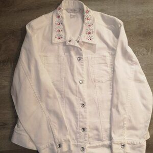 TanJay Ladies Size 16 Petite White Jean 2 Piece Suit